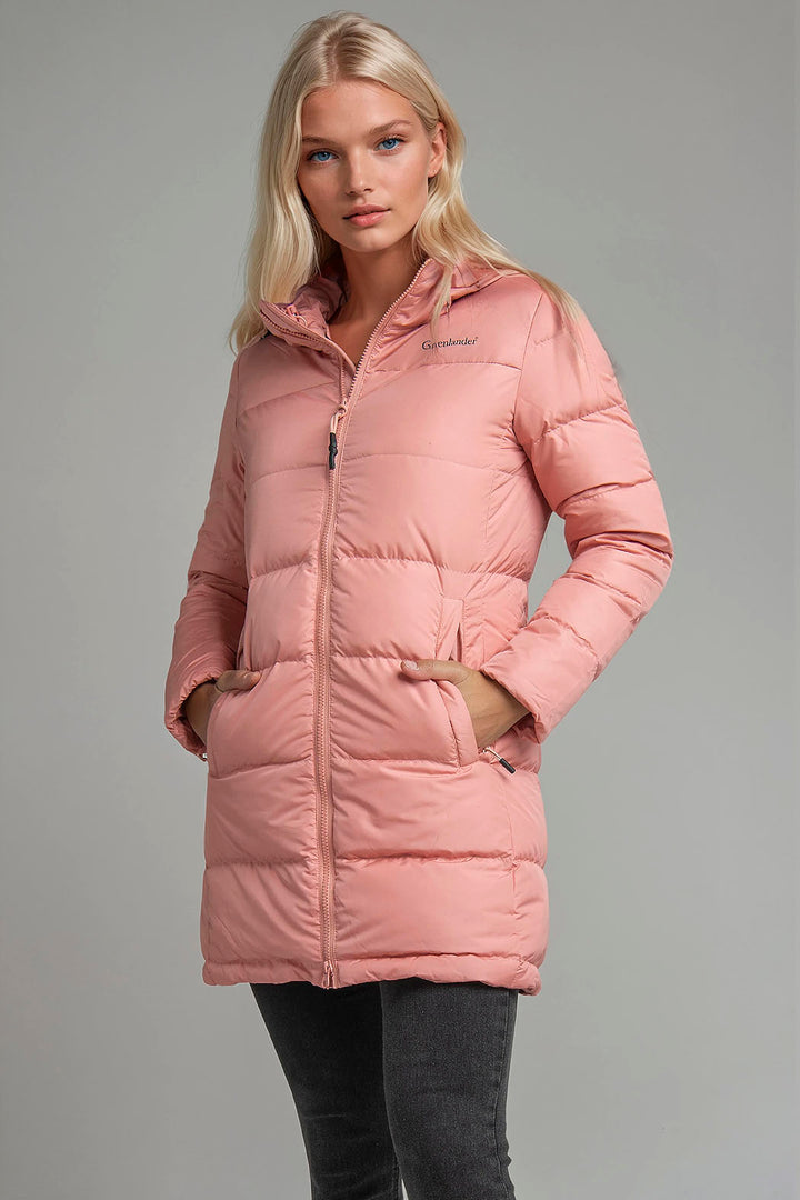 Chamarra Larga Capitonada De Pluma