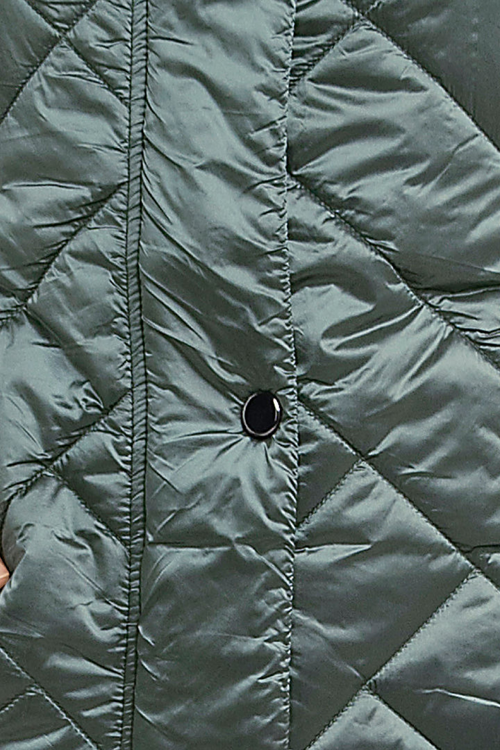 Chaleco Largo Capitonado Con Capucha