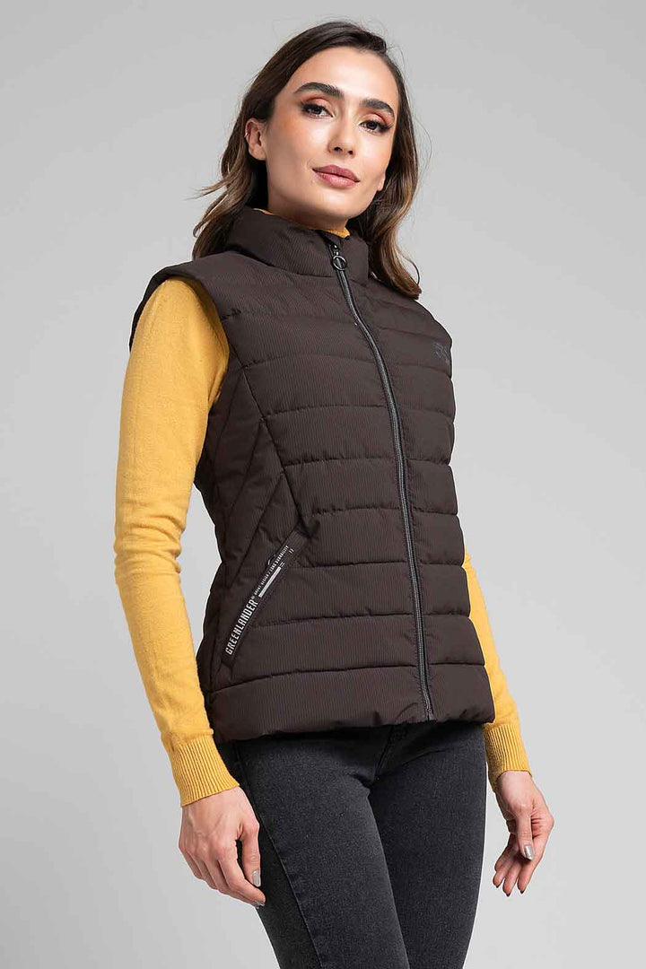 Chaleco Capitonado Con Costuras Horizontales