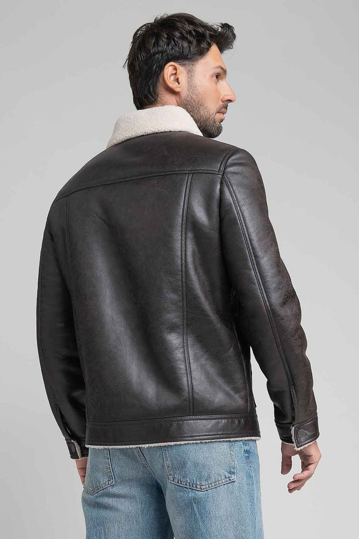 Chamarra Para Caballero Con Cuello De Borrega