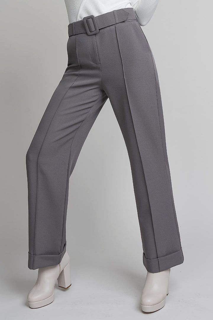 Pantalon Corte Recto Con Cinturon