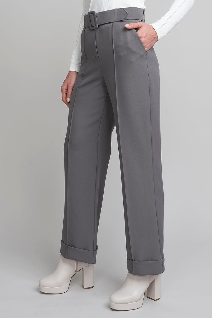 Pantalon Corte Recto Con Cinturon