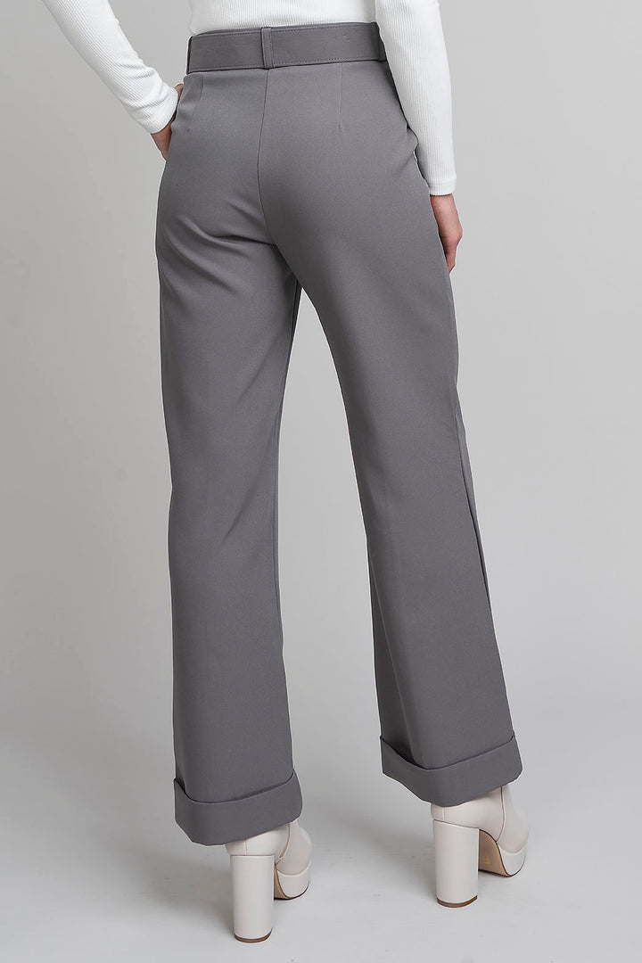 Pantalon Corte Recto Con Cinturon