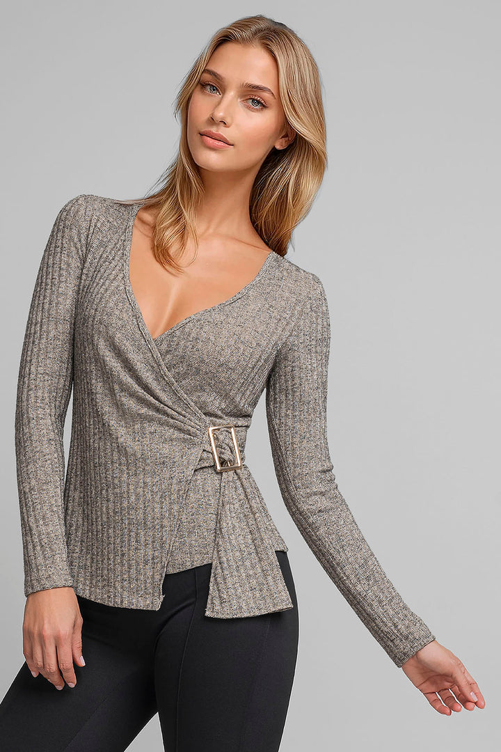 Blusa Envolvente De Manga Larga