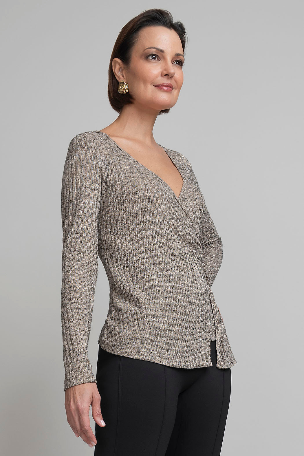 Blusa Envolvente De Manga Larga