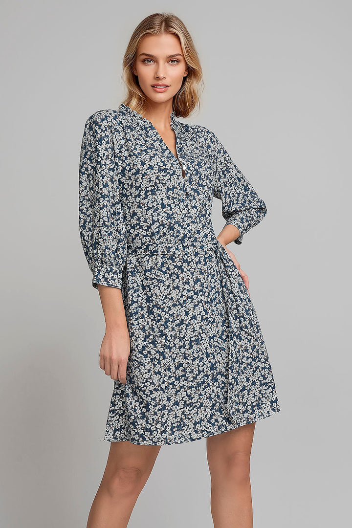 Vestido Con Manga Larga Y Estampado De Flores