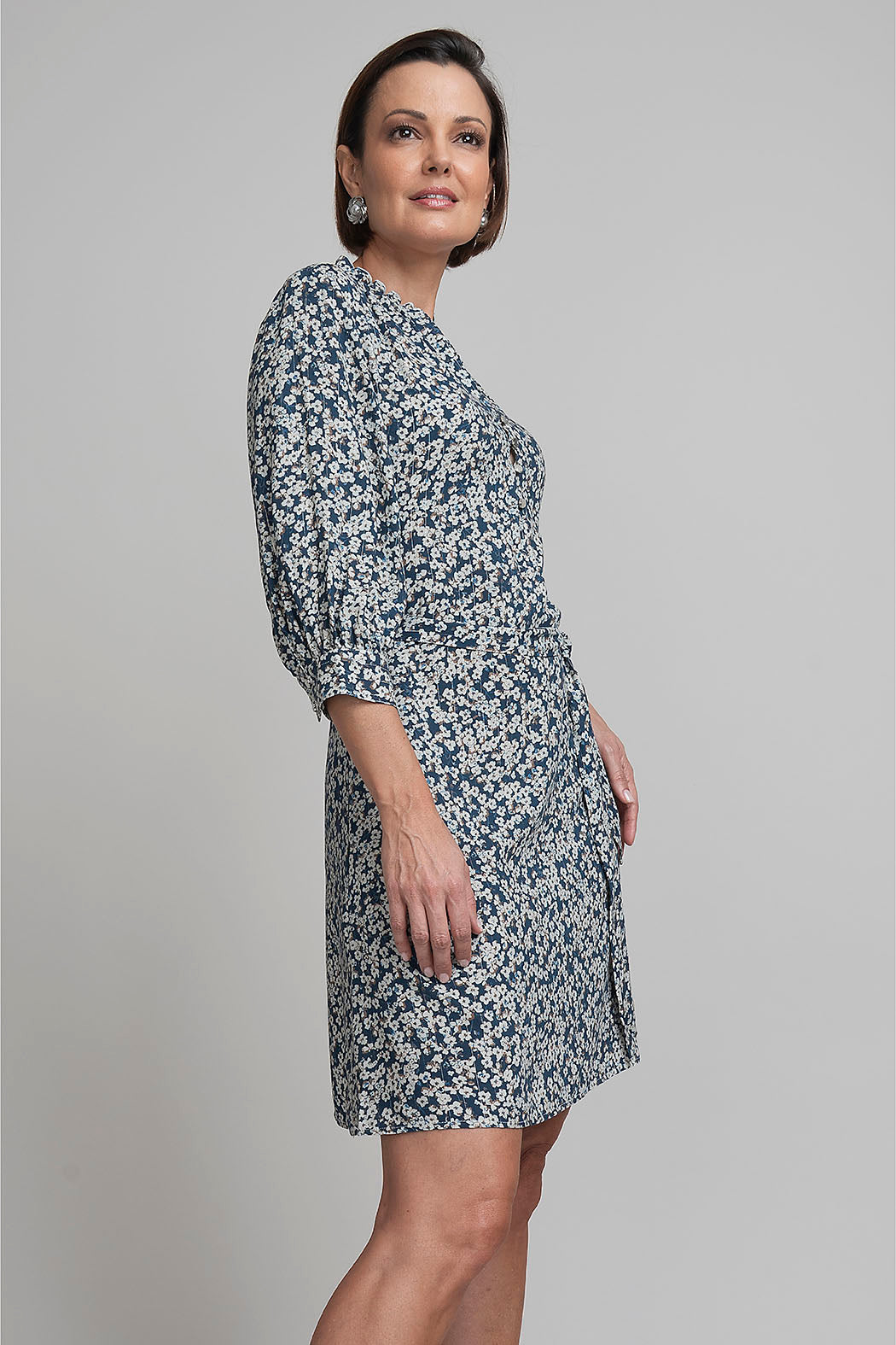 Vestido Con Manga Larga Y Estampado De Flores