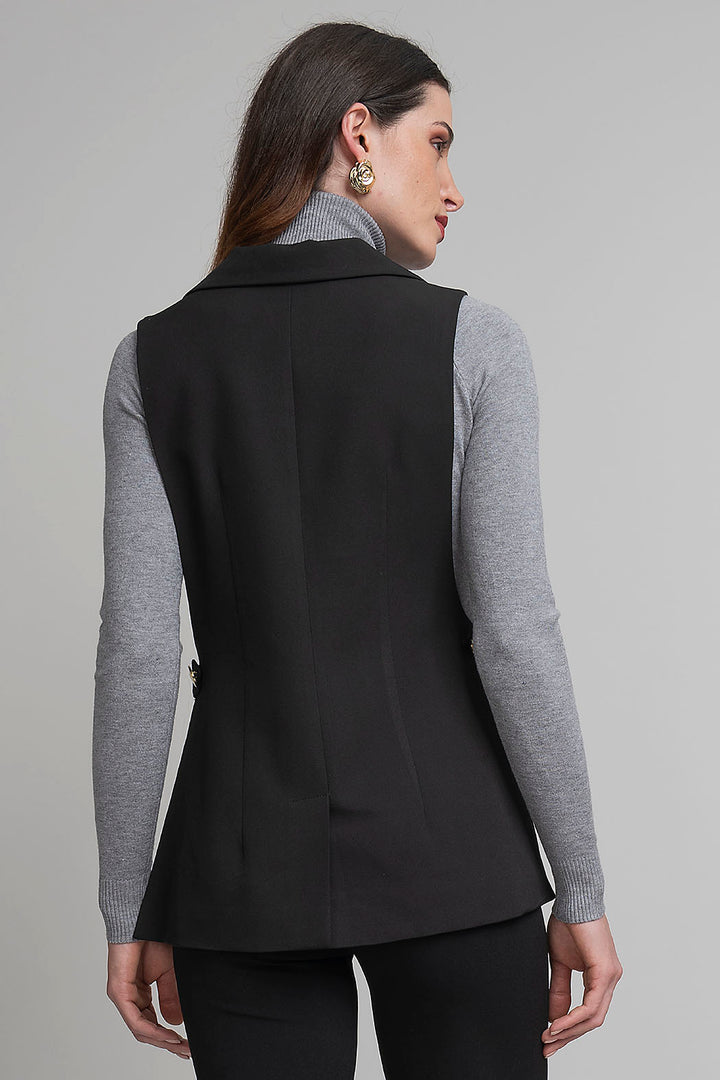 Chaleco Con Abertura En Costados Y Solapa