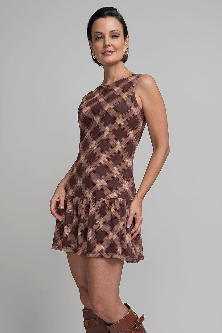 Vestido Sin Mangas Con Estampado De Cuadros