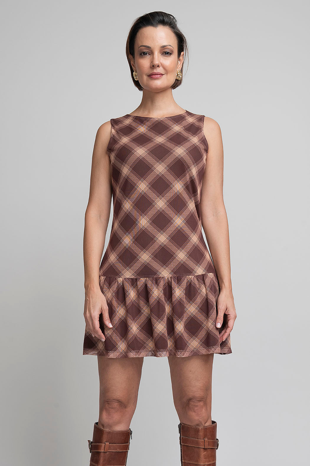 Vestido Sin Mangas Con Estampado De Cuadros