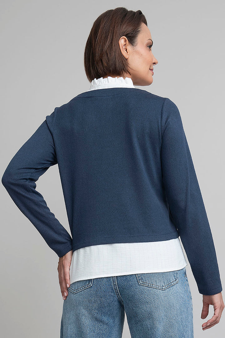 Blusa De Manga Larga Con Cuello Camisero