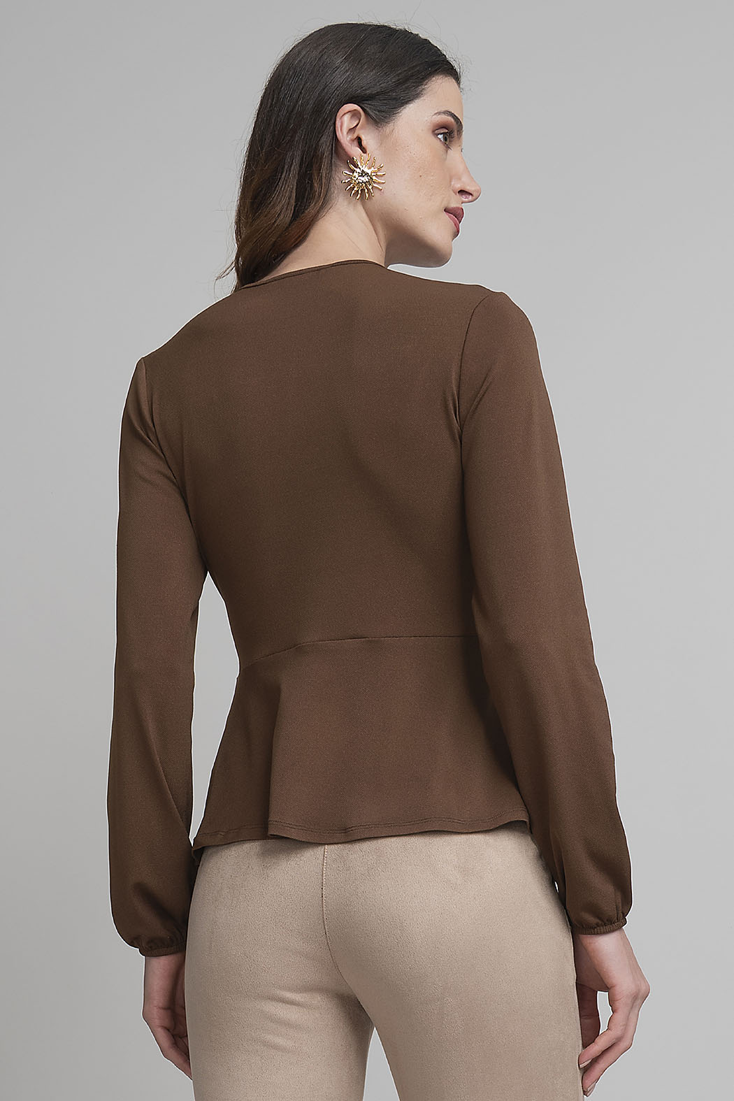 Blusa Con Escote Cruzado Y Manga Larga