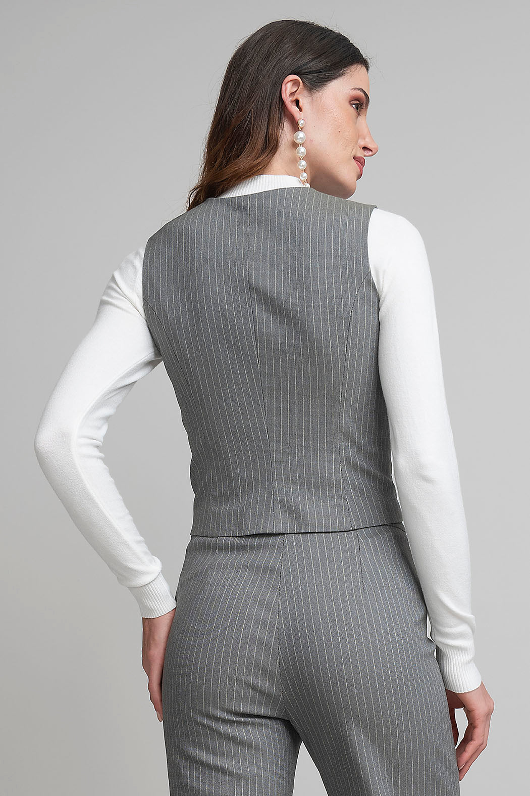 Chaleco De Rayas Con Botones Al Frente