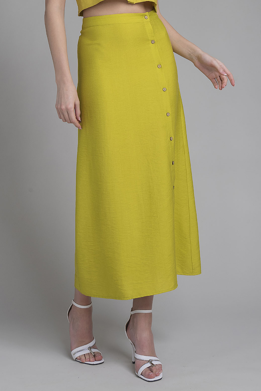 Falda Larga Con Botones Al Frente
