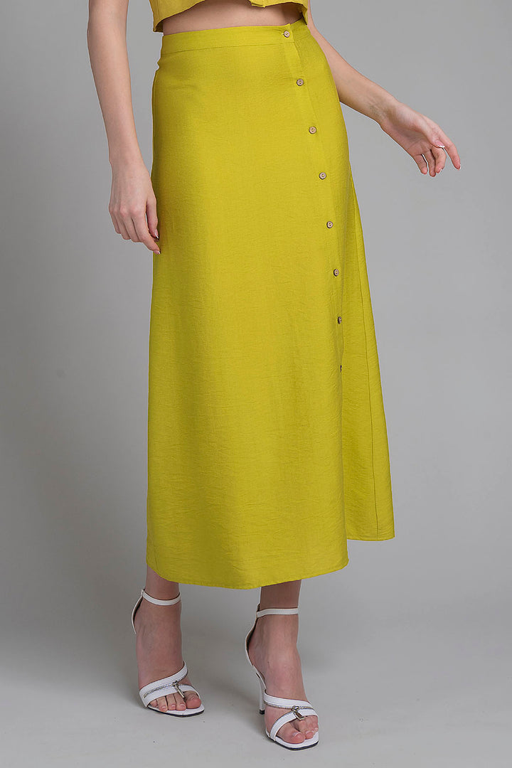 Falda Larga Con Botones Al Frente