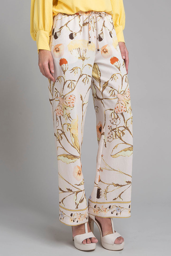 Pantalon Estampado Corte Recto Con Resorte En Cintura