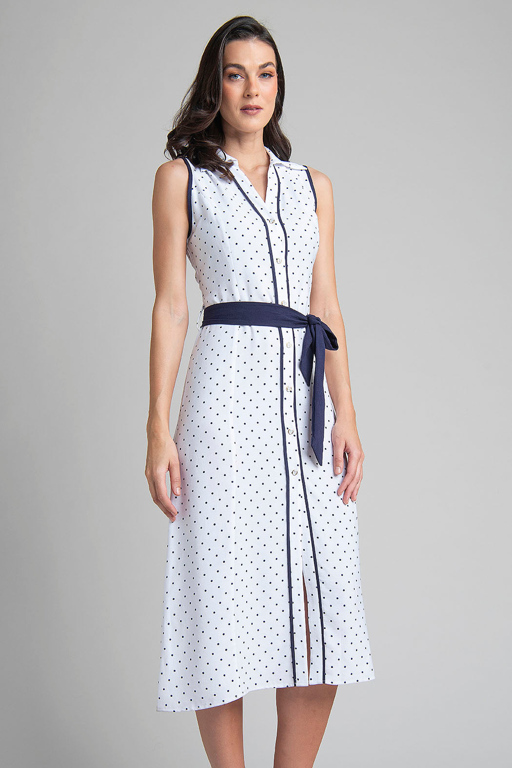 Vestido Sin Mangas Con Estampado De Lunares