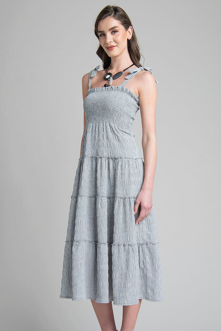 Vestido Estampado Con Resorte En Pecho