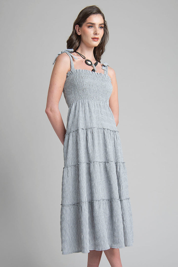 Vestido Estampado Con Resorte En Pecho