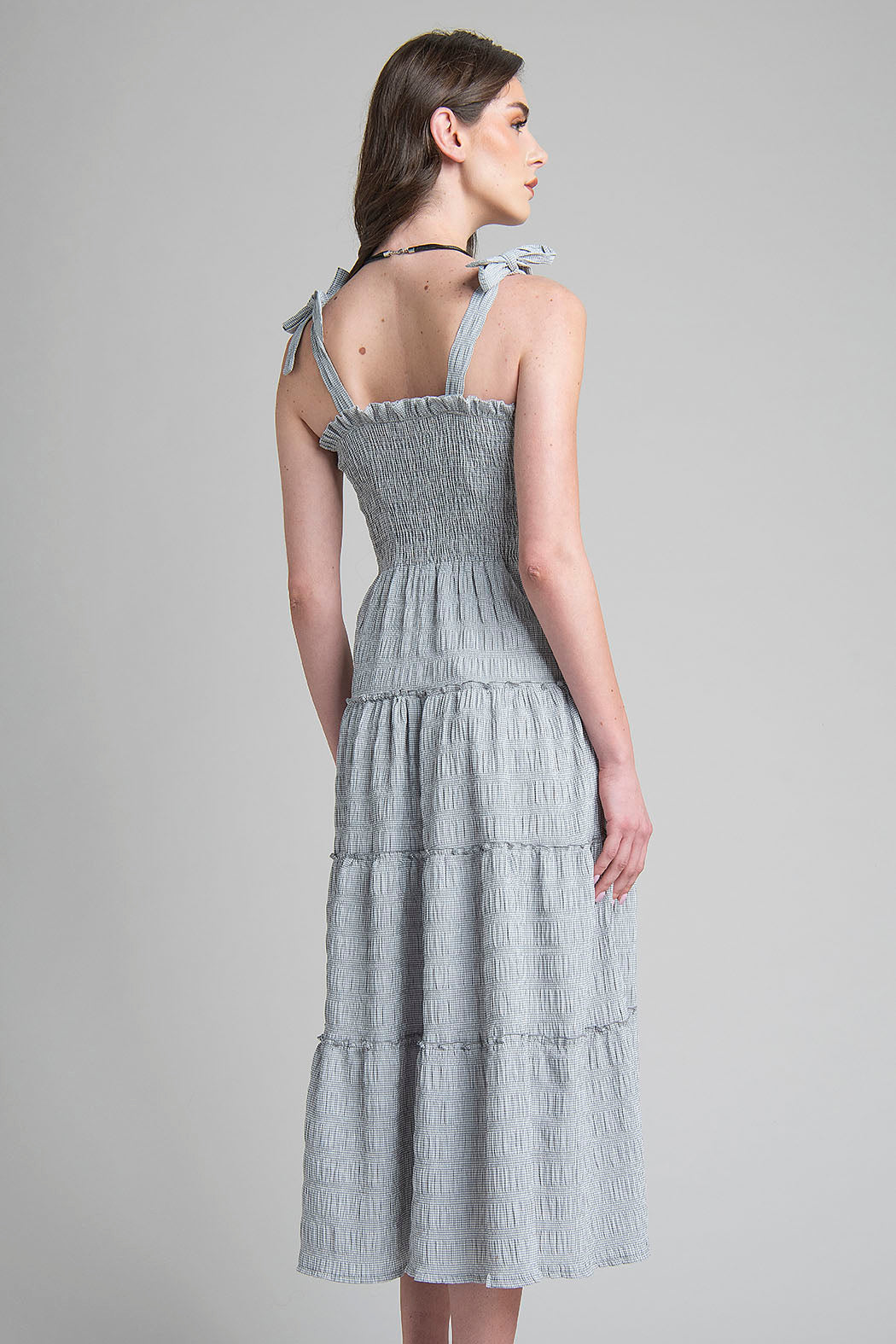 Vestido Estampado Con Resorte En Pecho