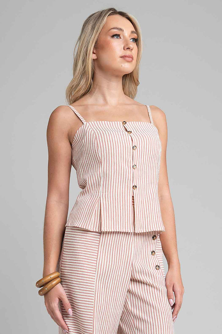 Blusa Sin Mangas Con Estampado De Rayas