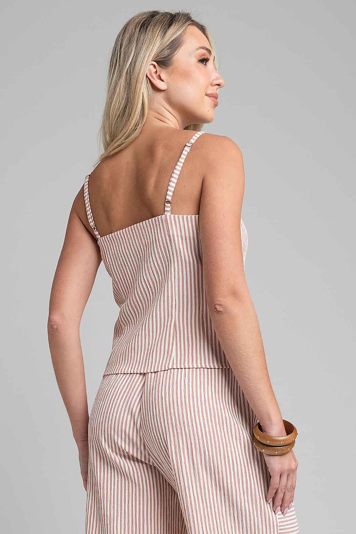 Blusa Sin Mangas Con Estampado De Rayas