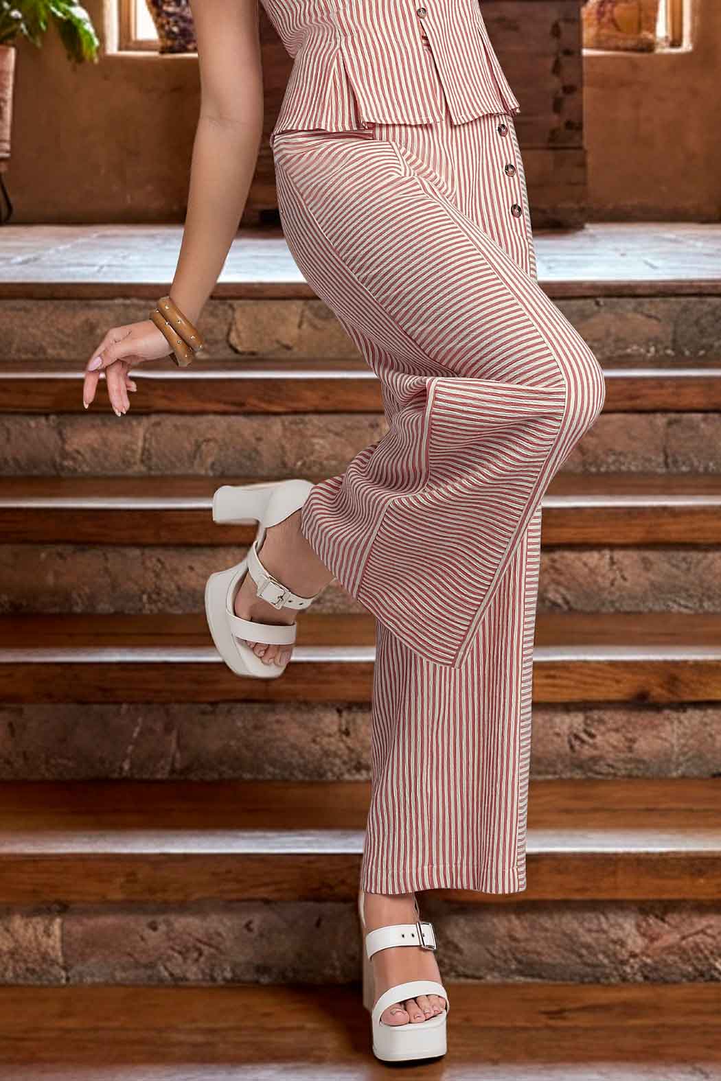 Pantalon Estampado De Rayas