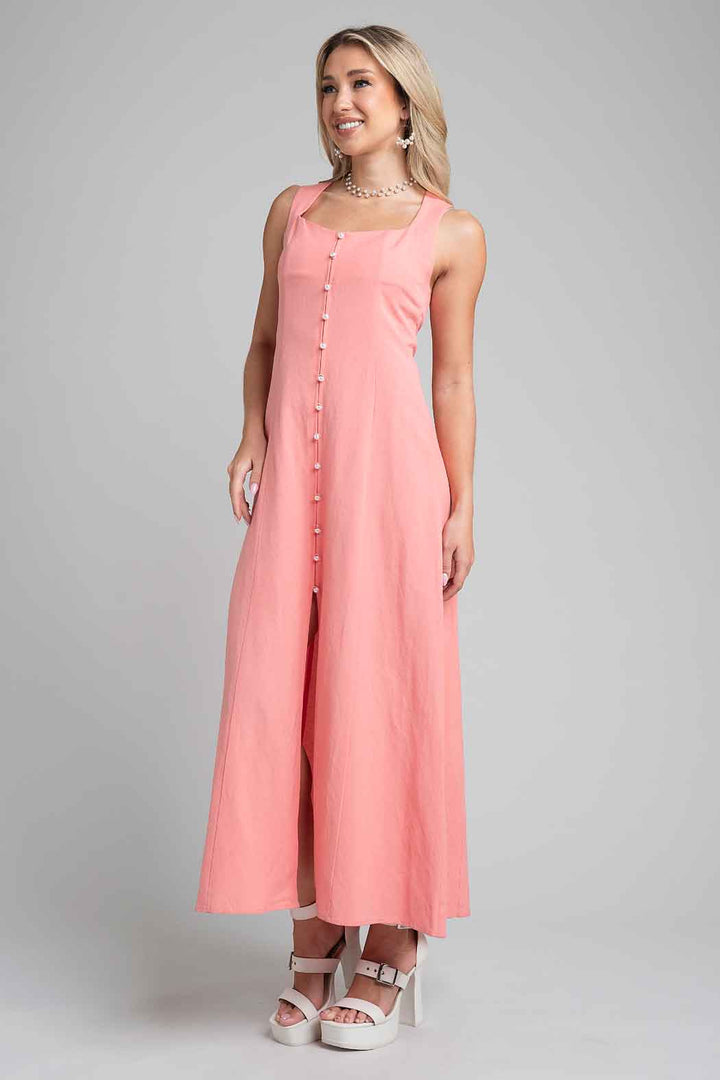 Vestido Sin Mangas Con Botones Al Frente