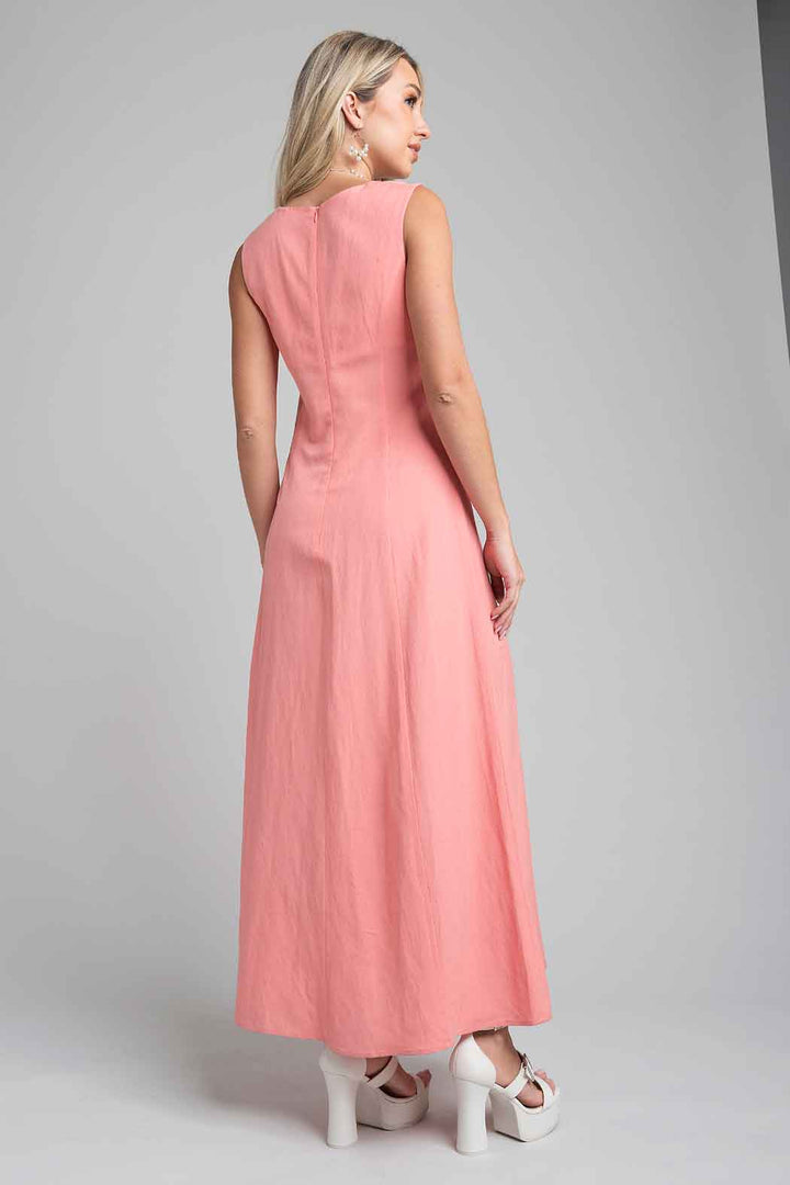 Vestido Sin Mangas Con Botones Al Frente