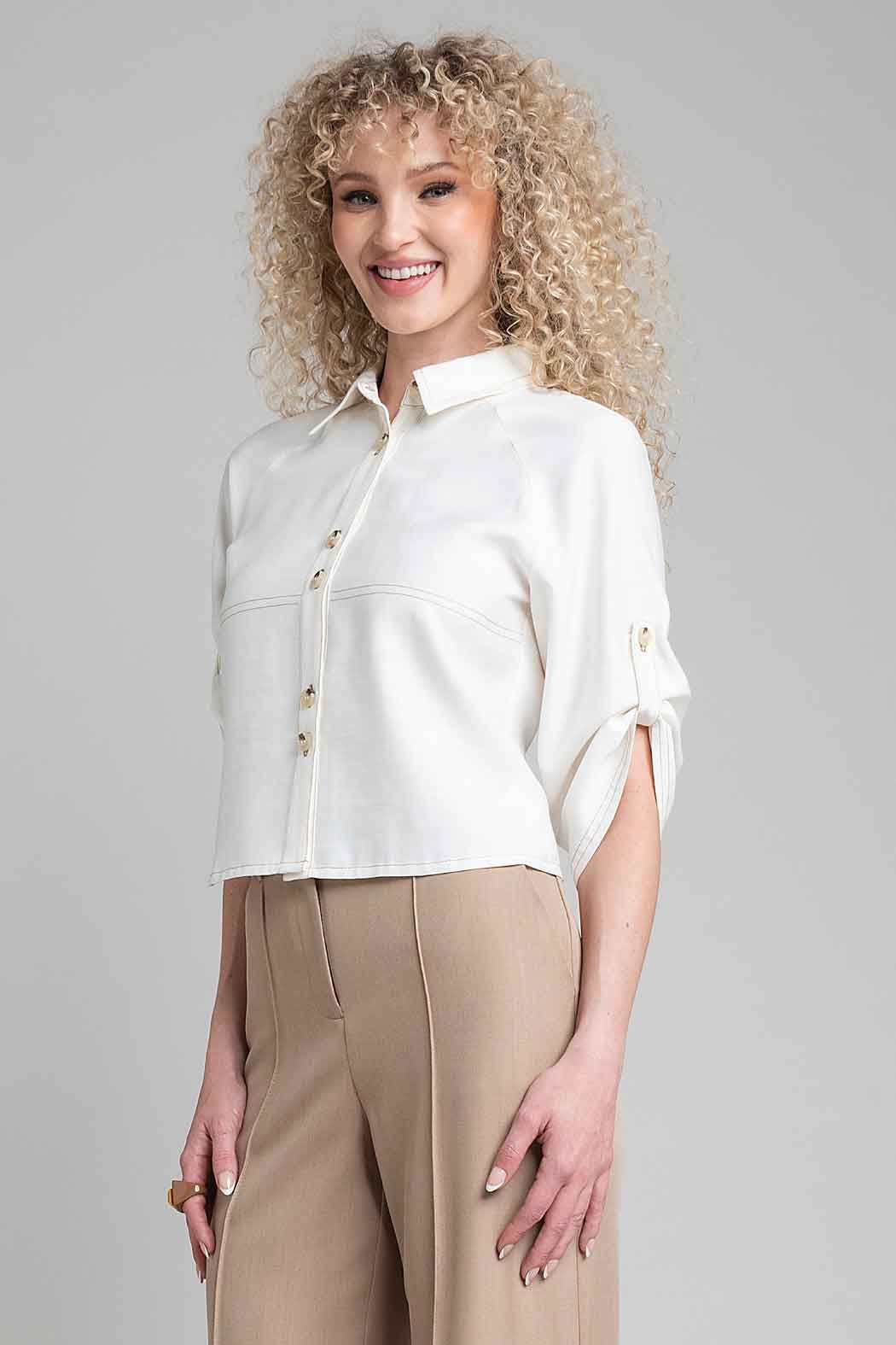 Blusa Camisera Con Manga 3/4