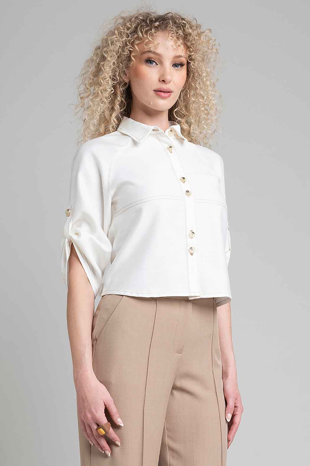 Blusa Camisera Con Manga 3/4