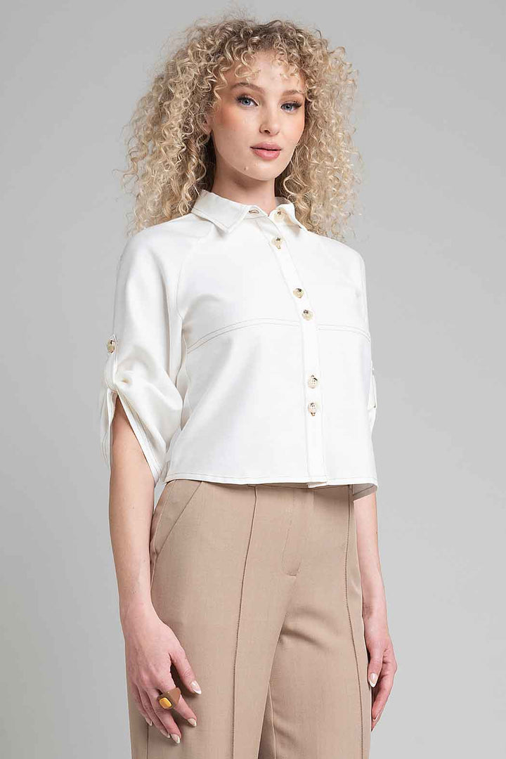 Blusa Camisera Con Manga 3/4