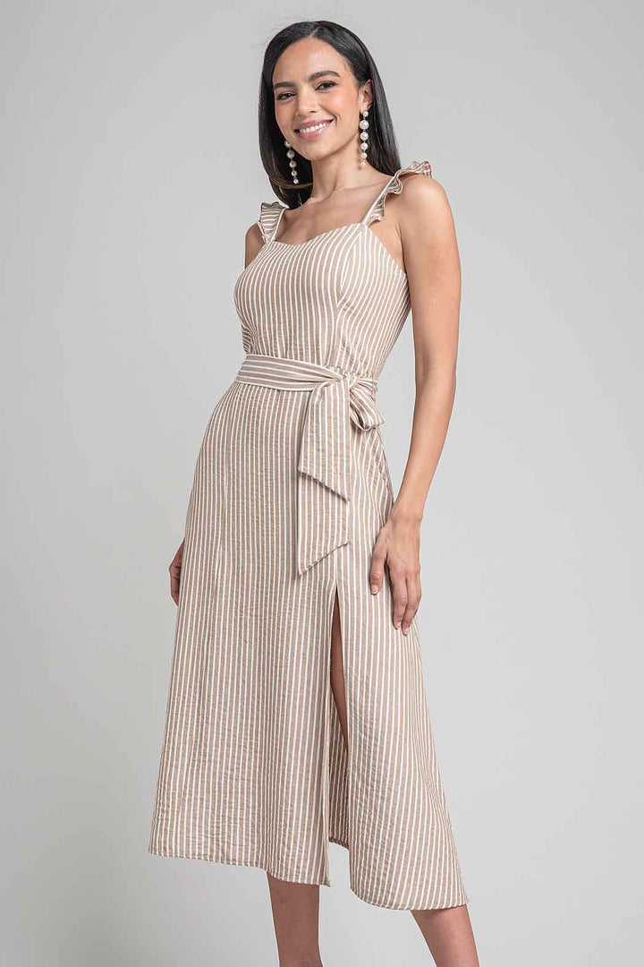 Vestido Sin Mangas Con Estampado De Rayas