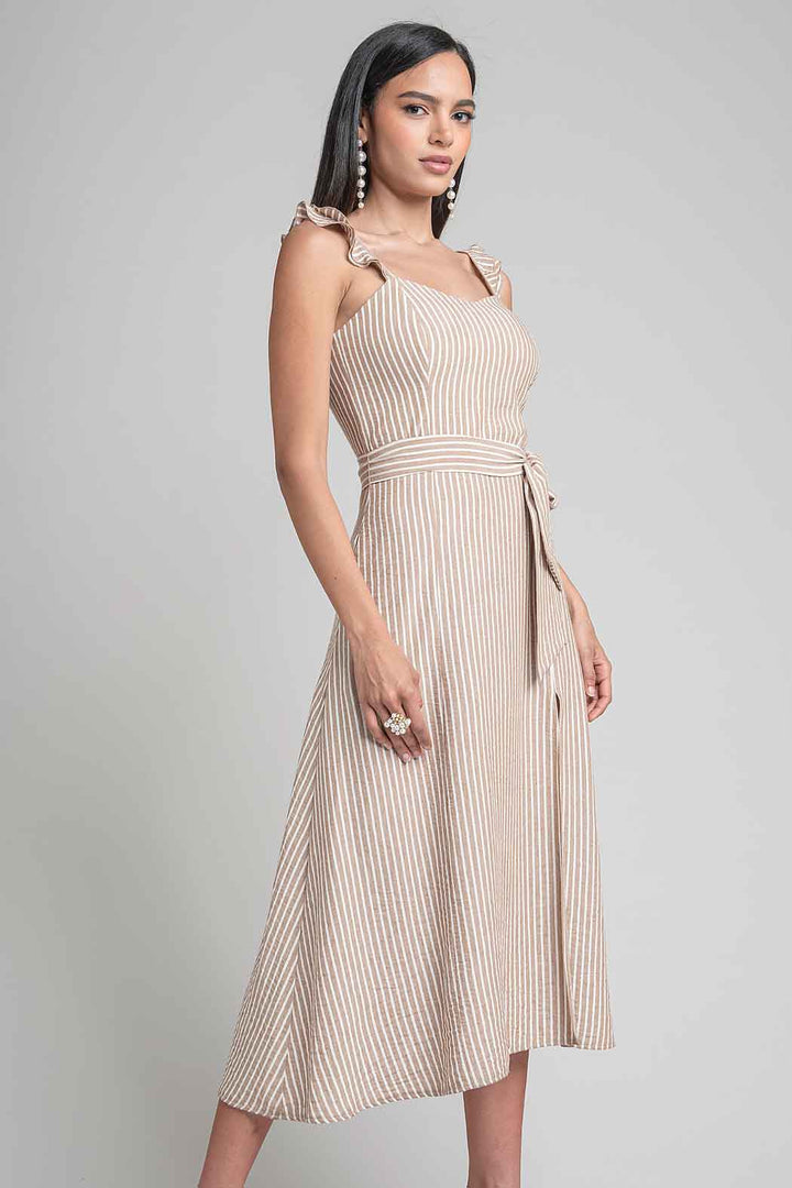 Vestido Sin Mangas Con Estampado De Rayas
