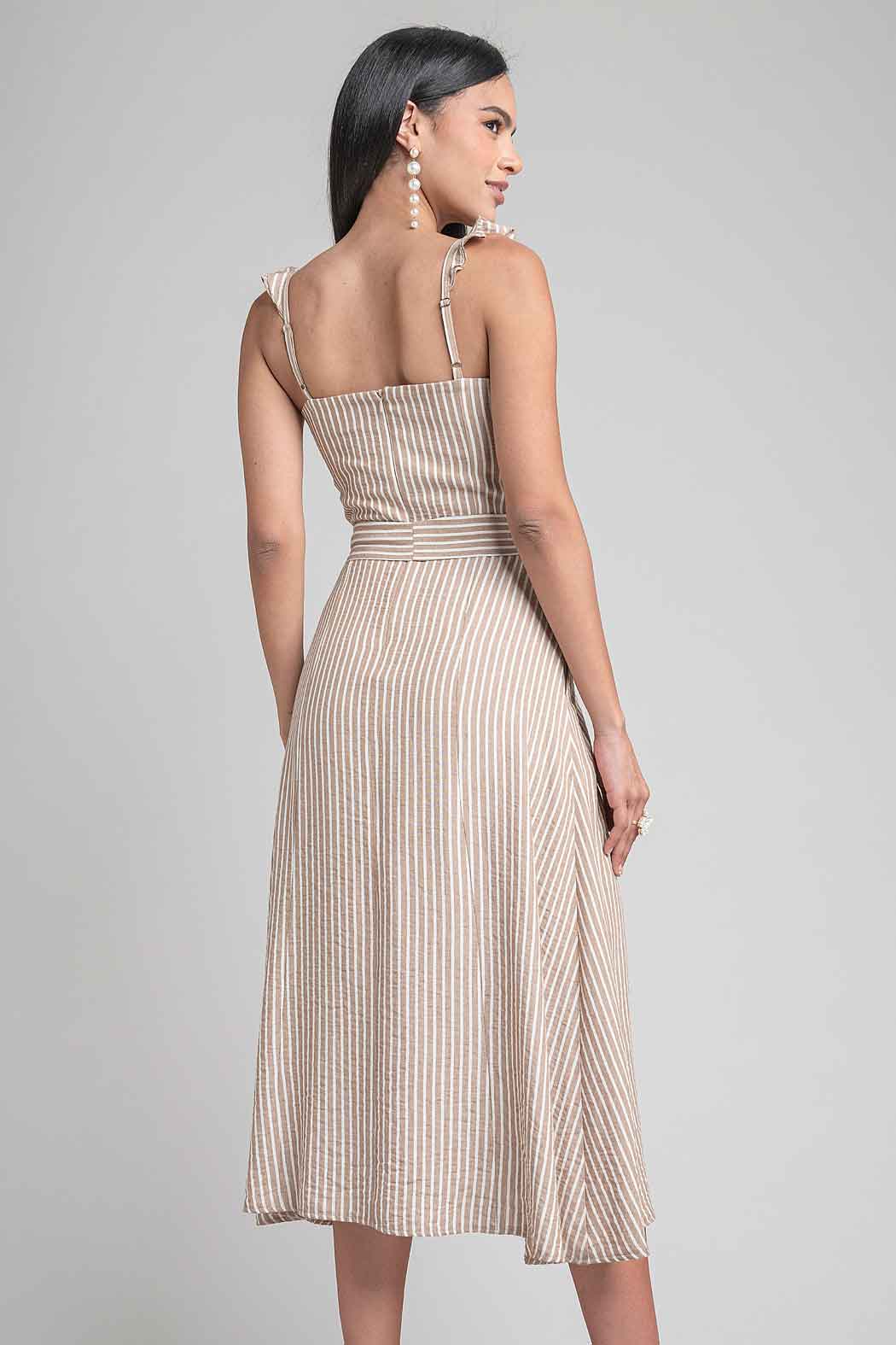 Vestido Sin Mangas Con Estampado De Rayas