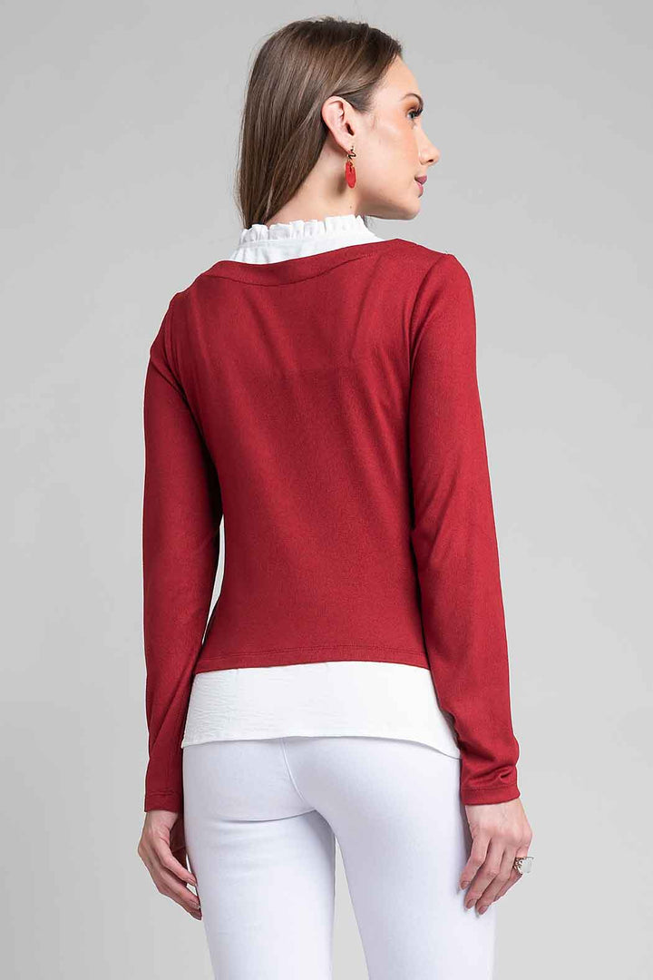 Blusa Estilo 2 En 1 Con Escote En V Y Cuello Mao Plisado