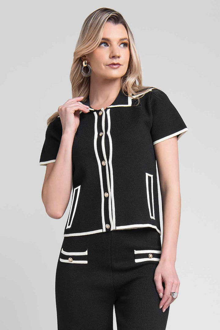 Blusa De Punto Con Manga Corta
