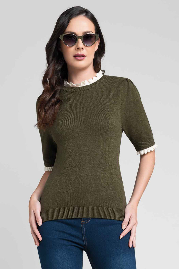 Blusa De Punto Con Manga Corta