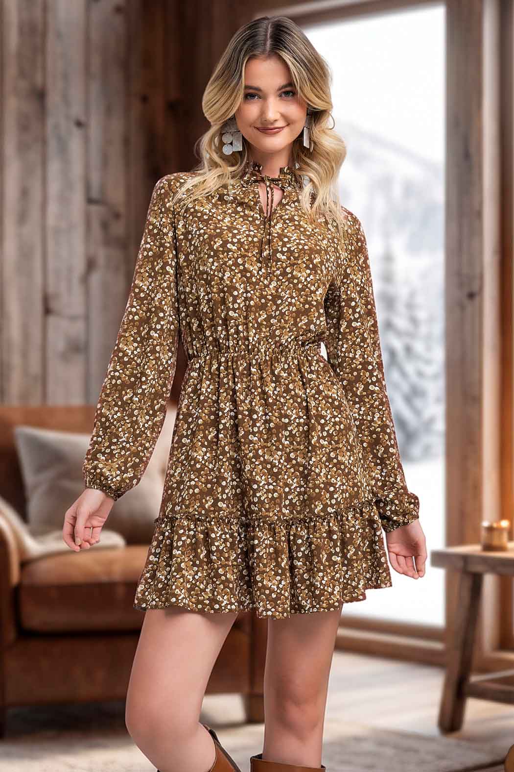 Vestido Bohemio Con Manga Larga
