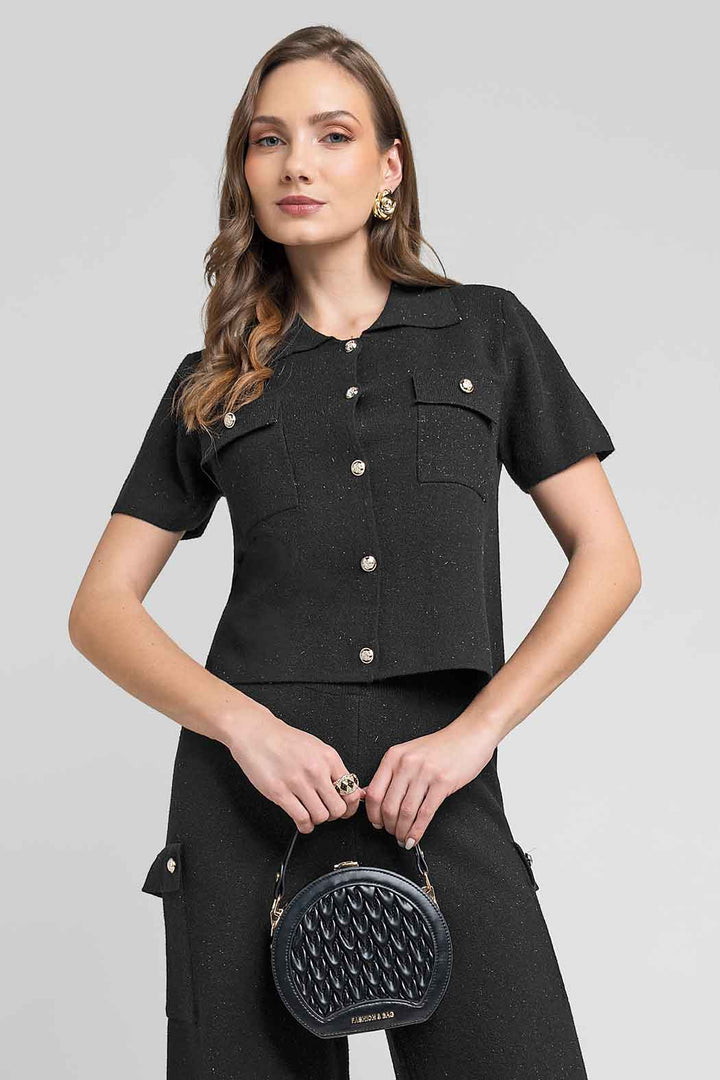 Blusa De Punto Con Manga Corta