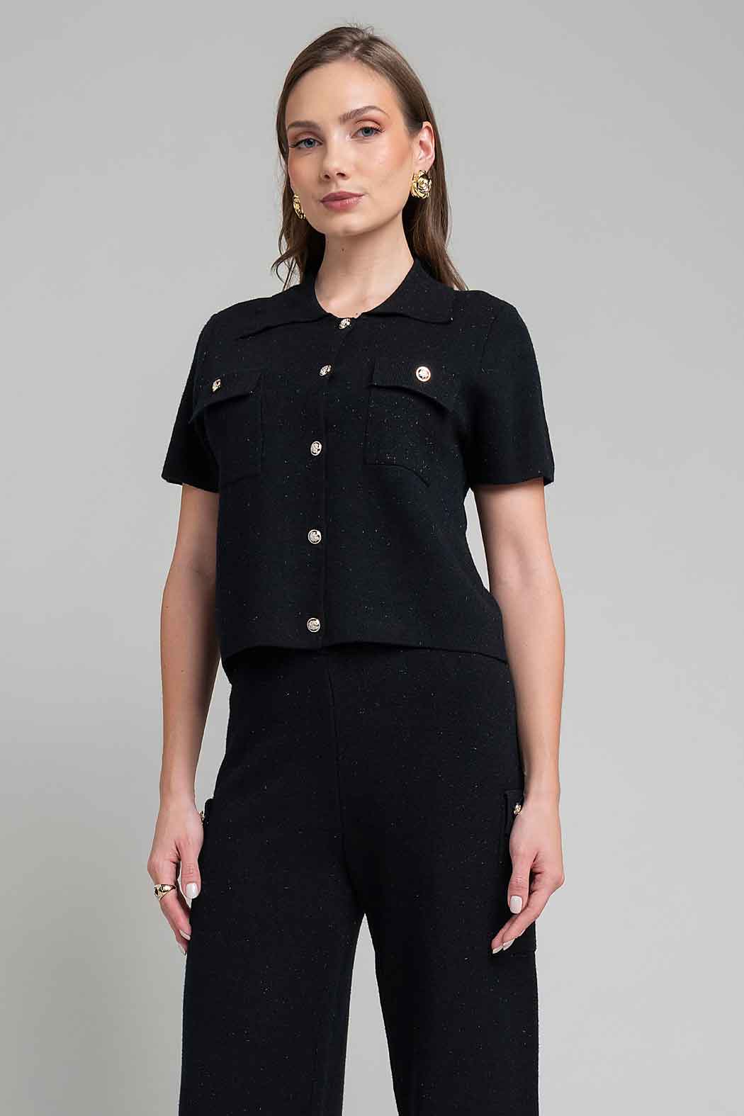 Blusa De Punto Con Manga Corta