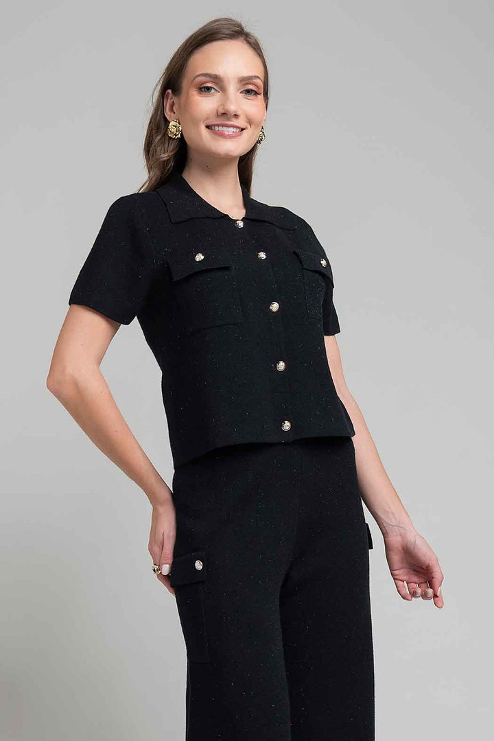 Blusa De Punto Con Manga Corta