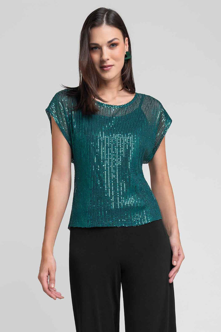 Blusa Con Lentejuelas Y Cuello Redondo