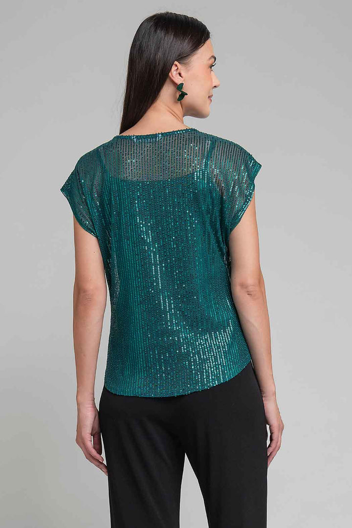 Blusa Con Lentejuelas Y Cuello Redondo