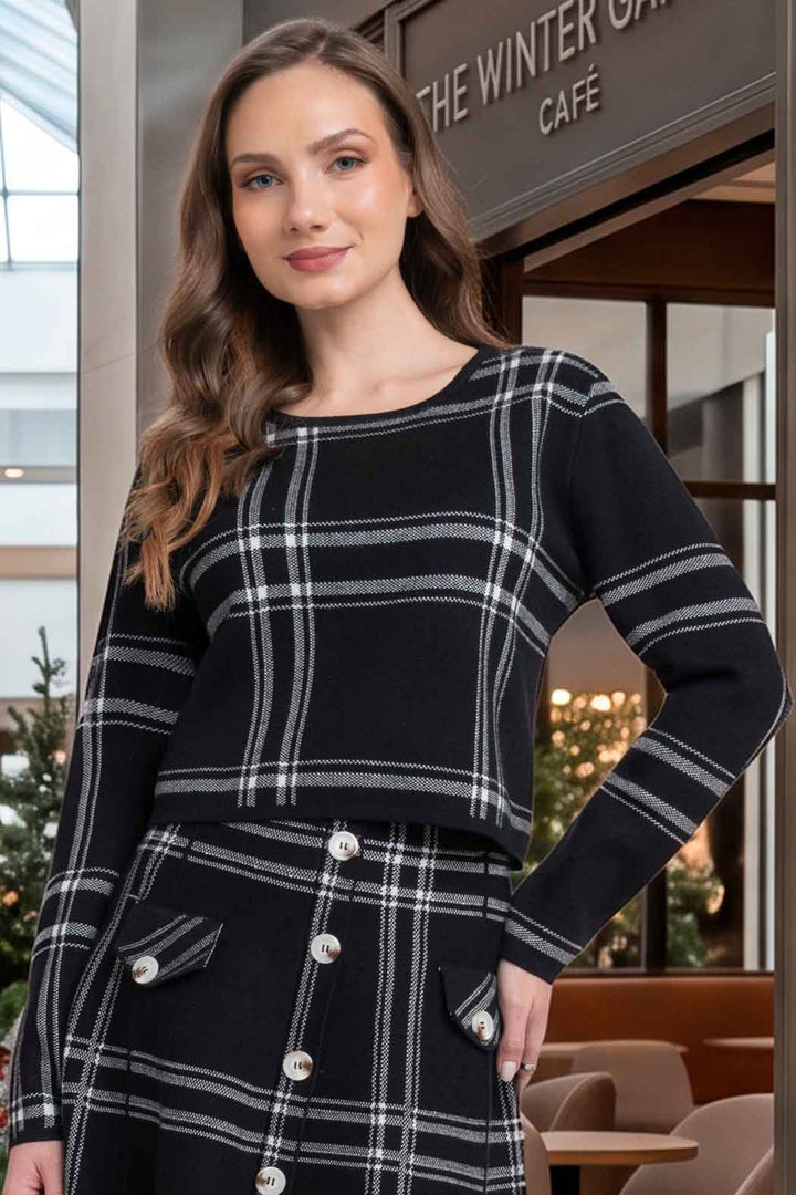 Sueter De Punto Con Estampado De Cuadros Grandes