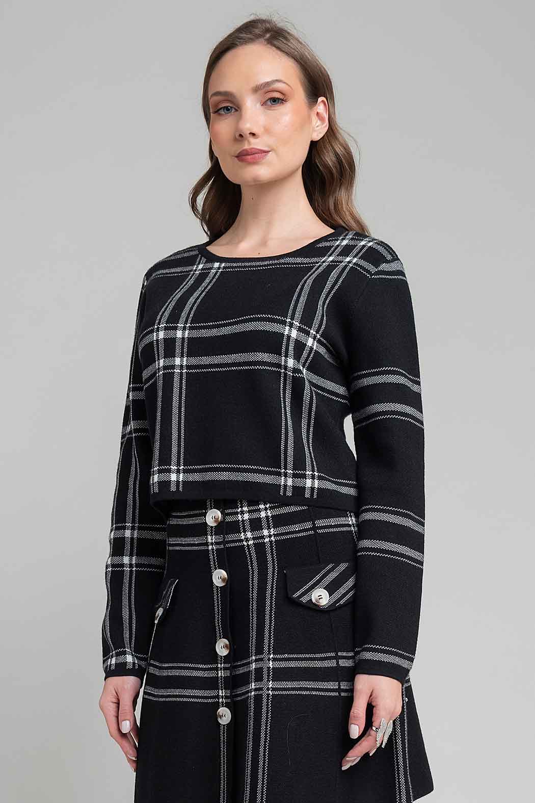 Sueter De Punto Con Estampado De Cuadros Grandes
