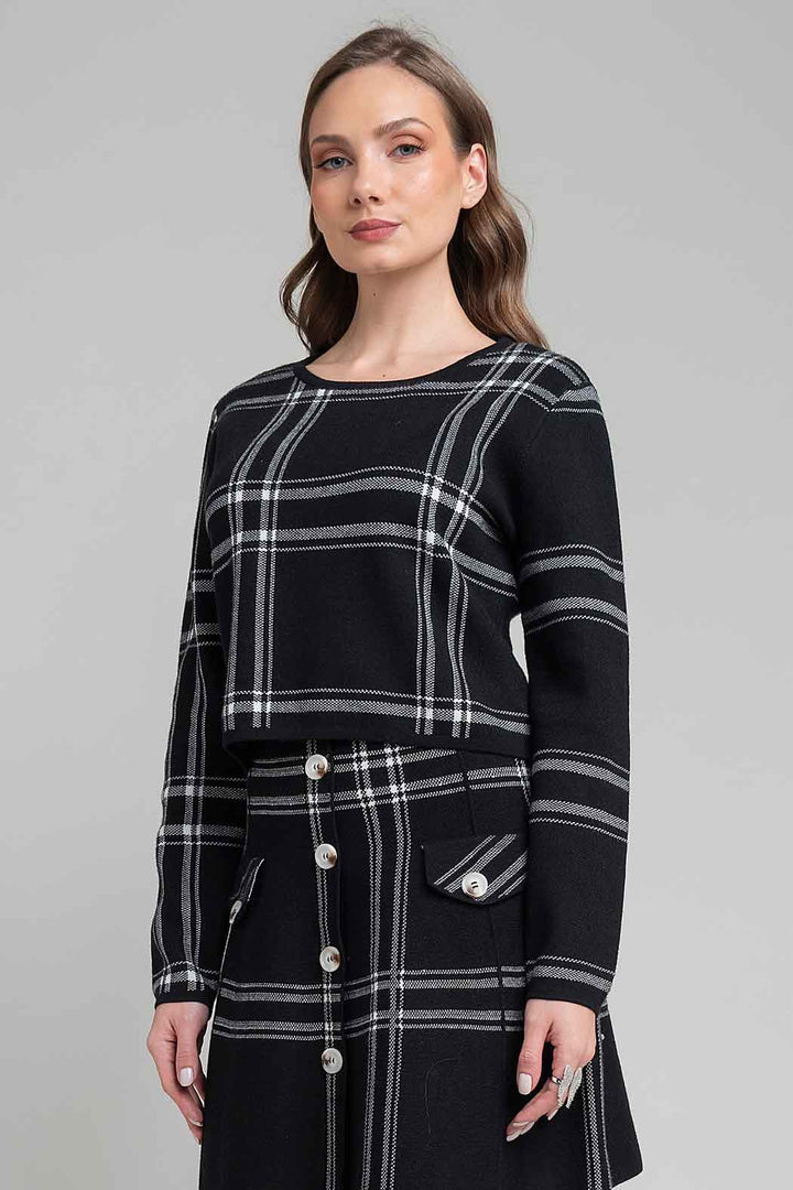 Sueter De Punto Con Estampado De Cuadros Grandes