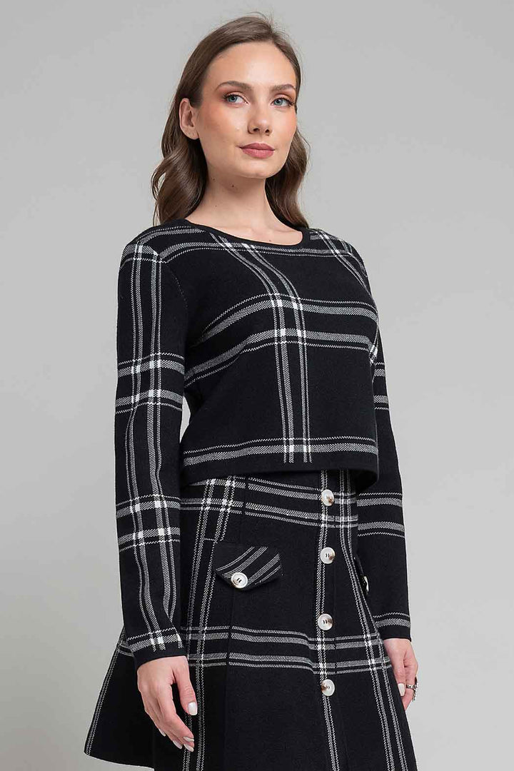 Sueter De Punto Con Estampado De Cuadros Grandes