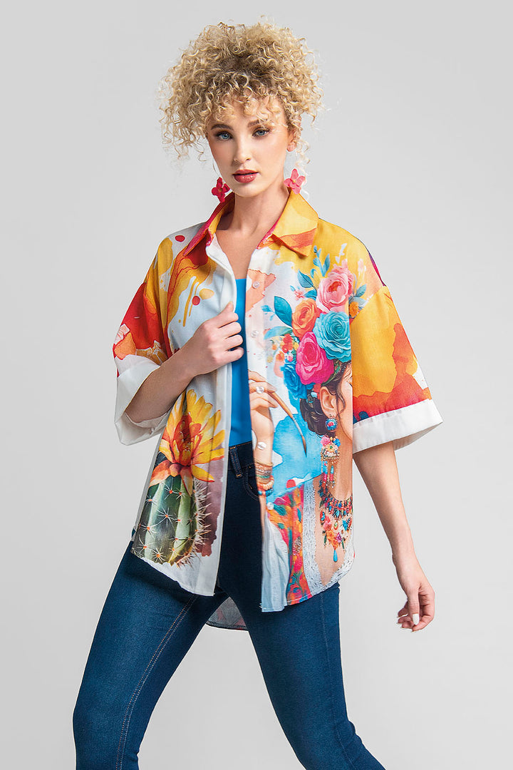 Blusa Con Estampado De Frida Kahlo