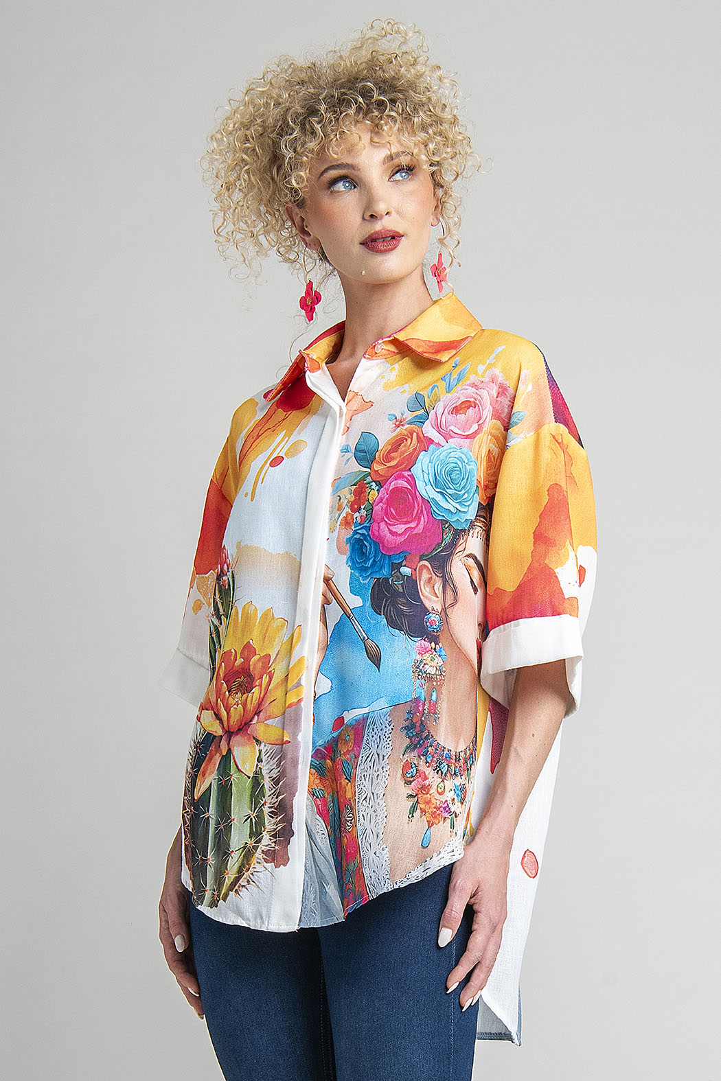 Blusa Con Estampado De Frida Kahlo